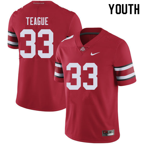 Ohio State Buckeyes Master Teague Youth #33 Red Authentic Stitched College Football Jersey